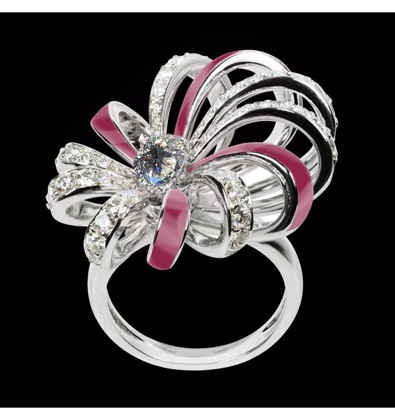 Diamond Engagement Ring White Gold Dahlia en laque