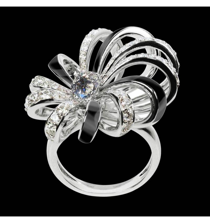 Diamond Engagement Ring White Gold Dahlia en laque