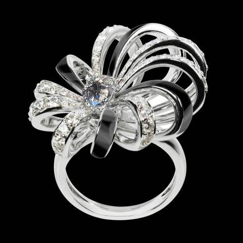 Diamond Engagement Ring White Gold Dahlia en laque
