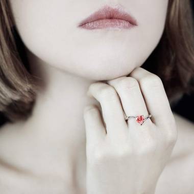 Serpentine Heart Ruby Ring