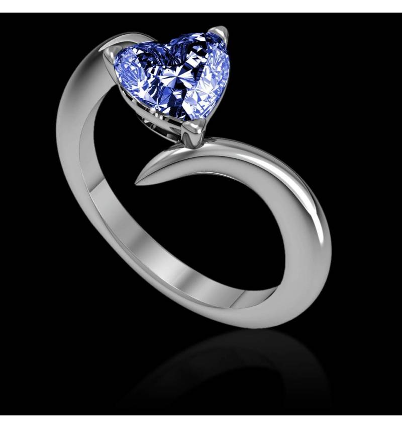 Serpentine Heart Blue Sapphire Ring