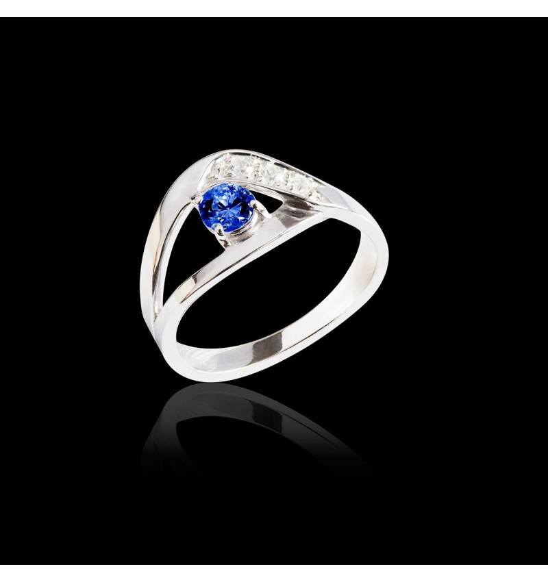 Bague de fiançailles saphir bleu Anaelle