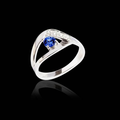 Bague de fiançailles saphir bleu Anaelle