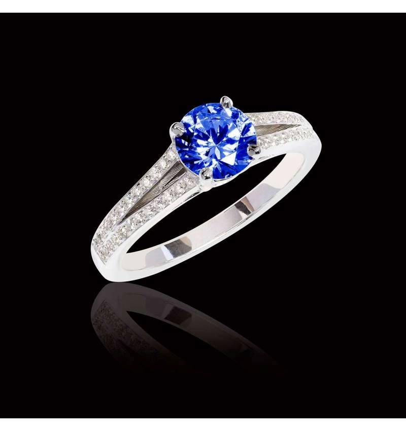 Bague de fiançailles saphir bleu Marie