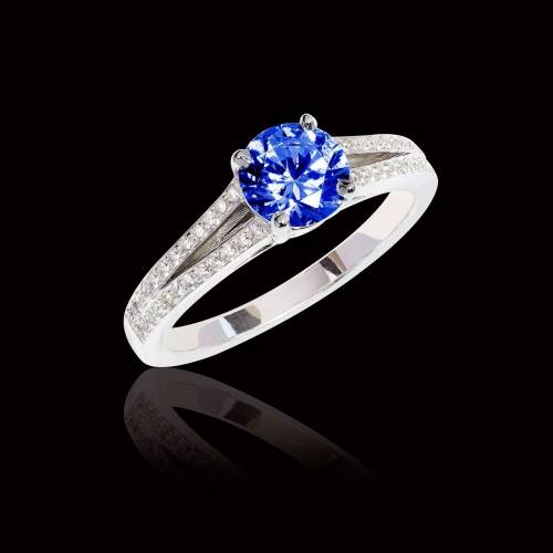 Bague de fiançailles saphir bleu Marie