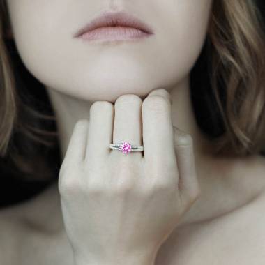 Bague de fiançailles saphir rose Marie