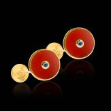 Cufflinks Yellow Gold Silver Gilt Carnelian Circus