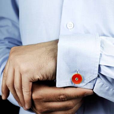 Cufflinks Yellow Gold Silver Gilt Carnelian Circus