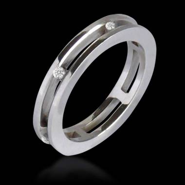 Gold or Platinum Wedding Band Precious Gem Paving Liliana