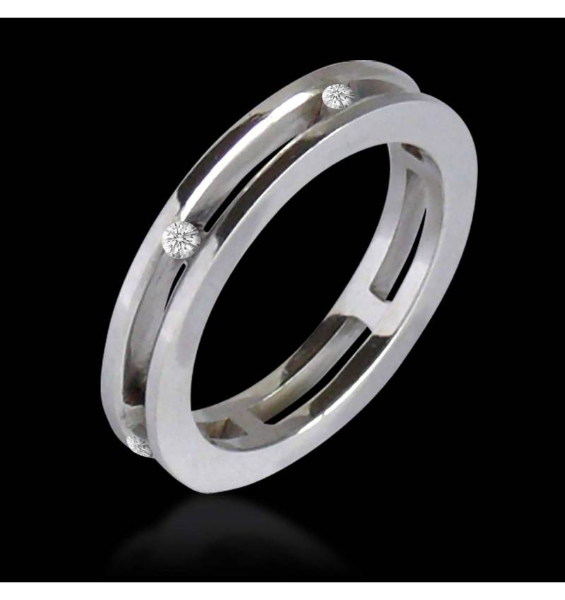 Gold or Platinum Wedding Band Precious Gem Paving Liliana