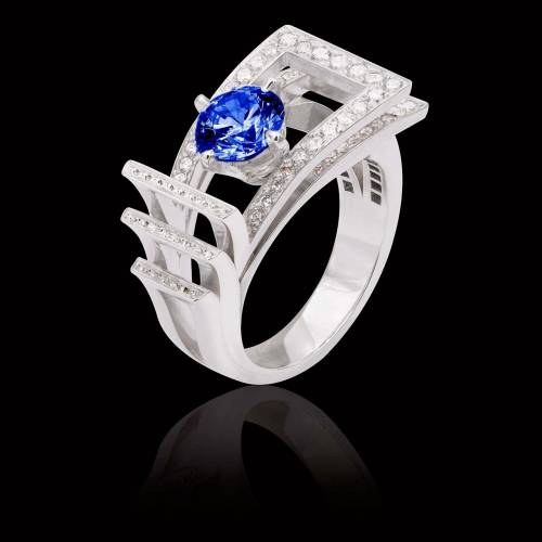 Bague saphir bleu Romanesque