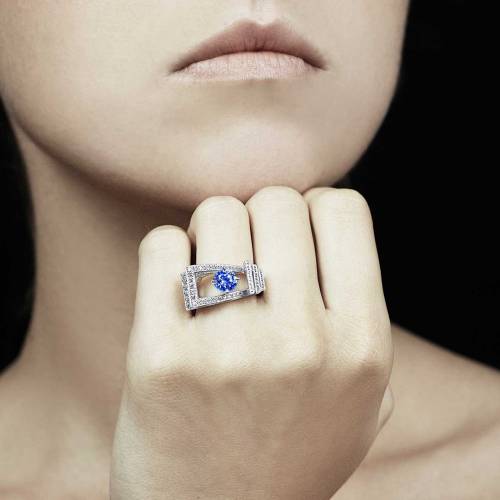 Bague saphir bleu Romanesque