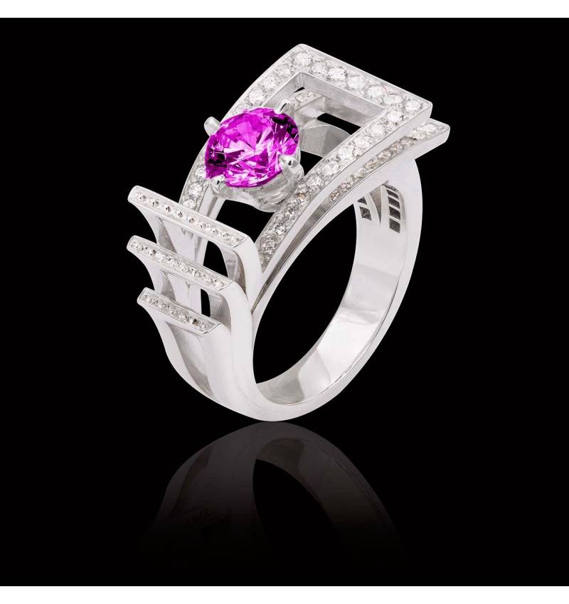 Bague saphir rose Romanesque