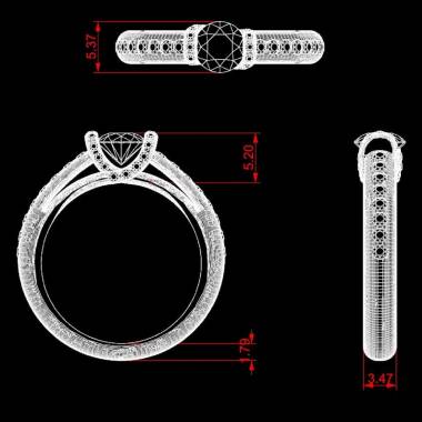 Diamond engagement ring diamond paving white gold Hera