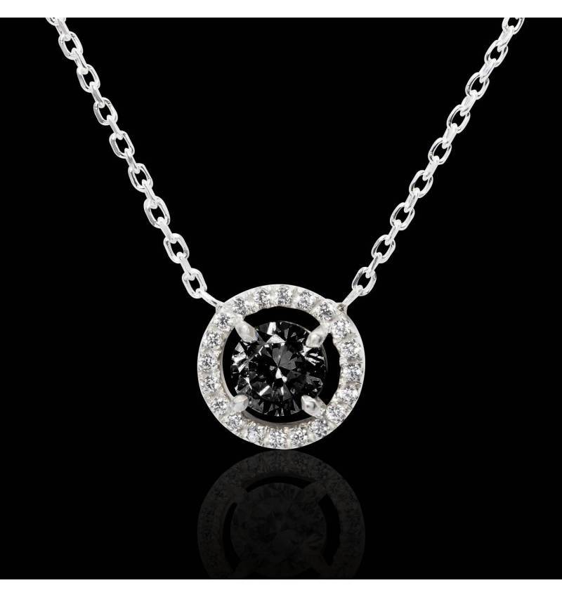 Pendentif diamant noir rond Soleil