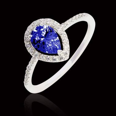 Sandra Pear Blue Sapphire Ring