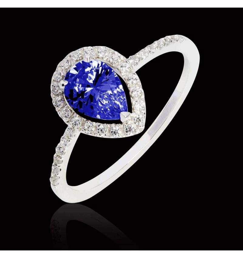 Sandra Pear Blue Sapphire Ring