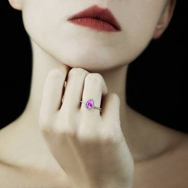 Sandra Pear Pink Sapphire Ring