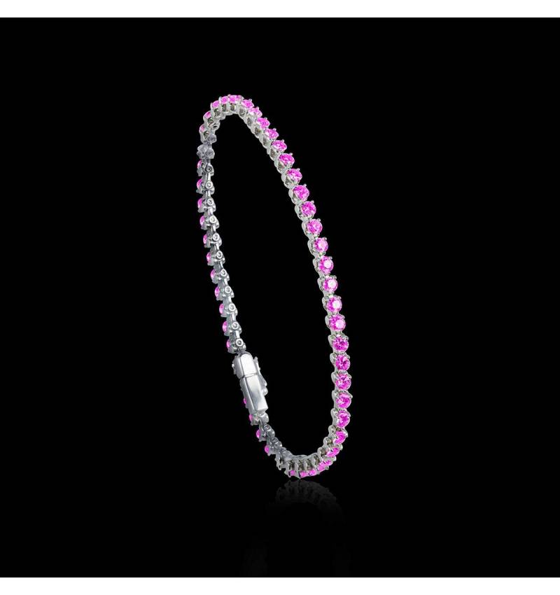 Pink Sapphire Bracelet Gold Rivière