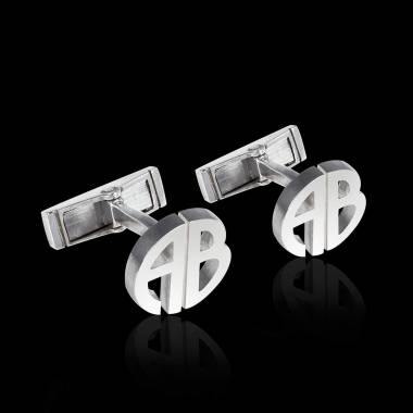 Cufflinks White Gold Initials 