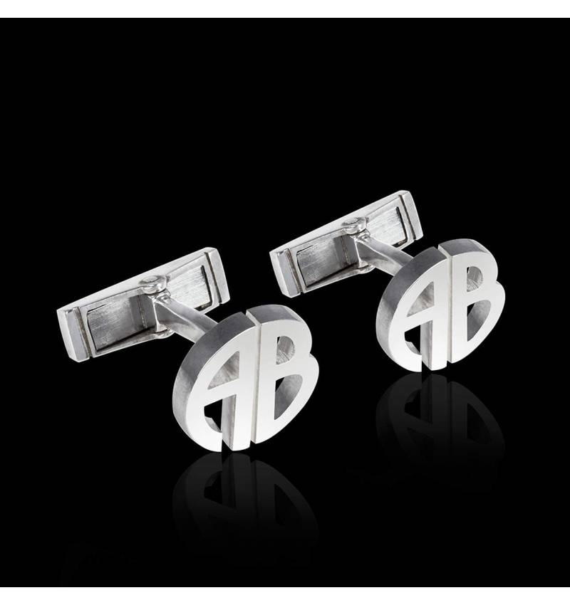 Cufflinks White Gold Initials 