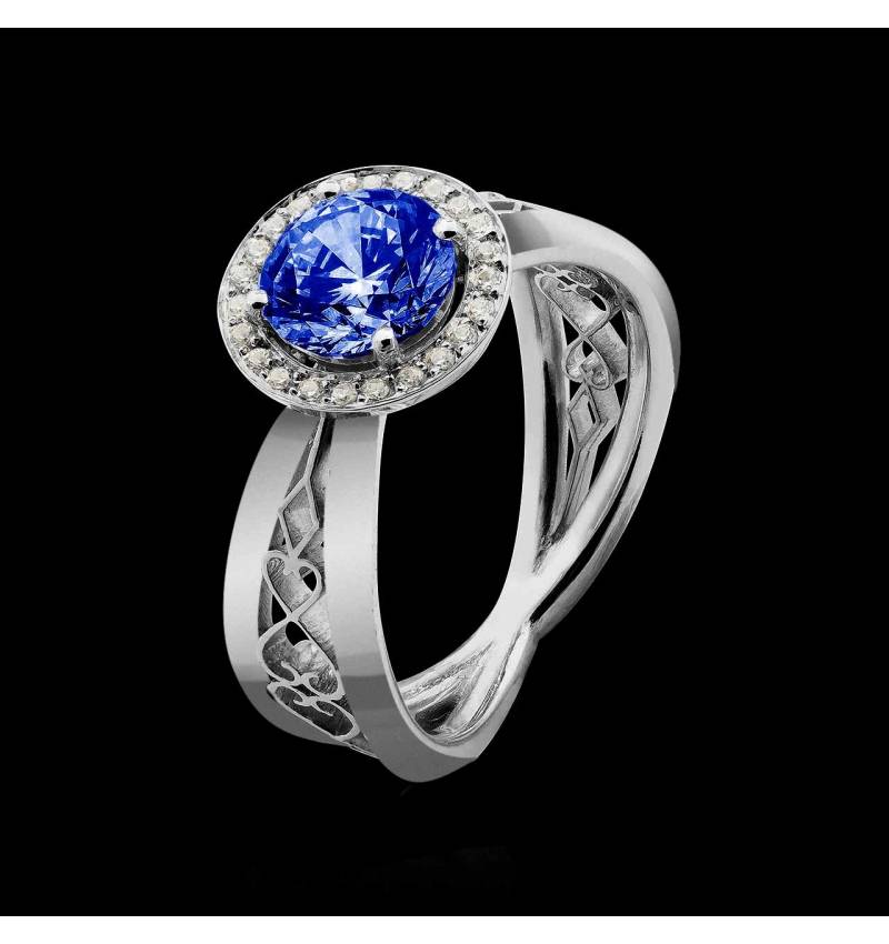 Bague saphir bleu Barbara solo