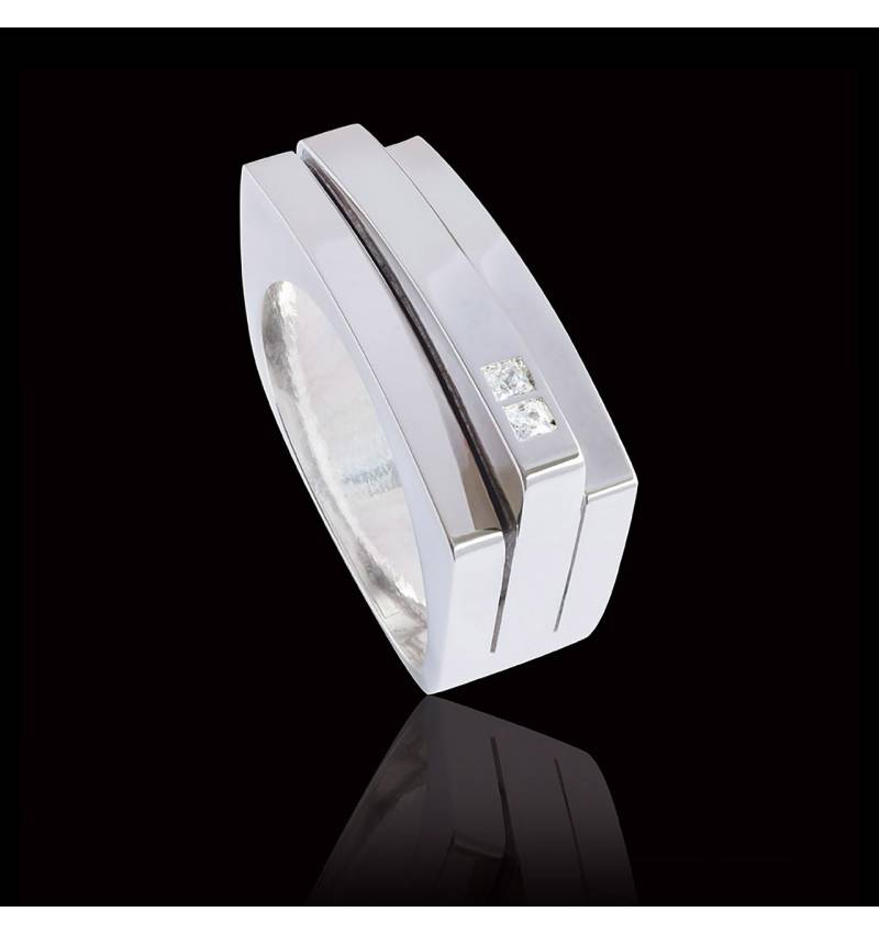 Bague homme or blanc Sensus