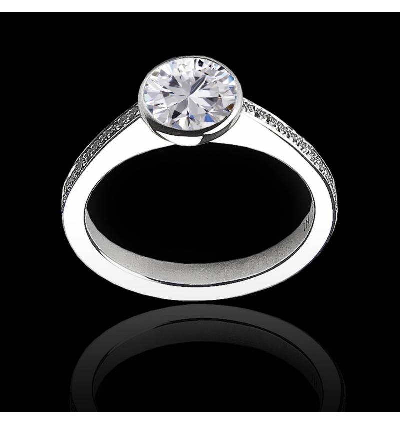 Diamond Engagement Ring White Gold Moon