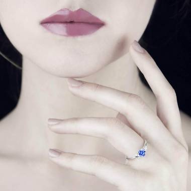 Blue Sapphire Engagement Ring White Gold Nayla