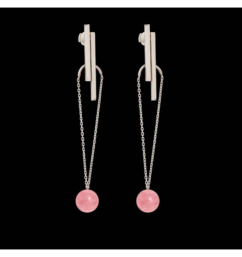 Boucles d'oreilles Art déco chaîne perle rosée