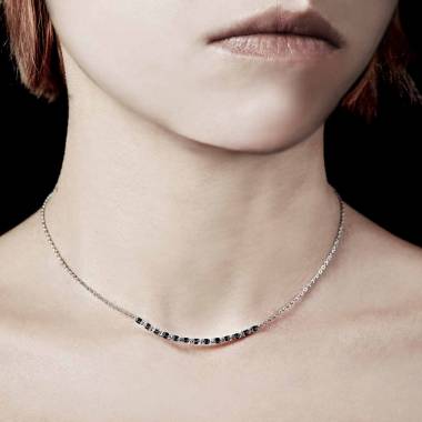 Collier diamant noir Ligne