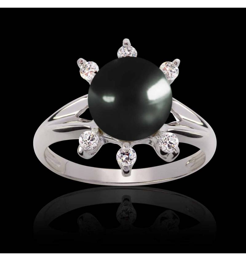 Bague perle Tahiti noire Louna