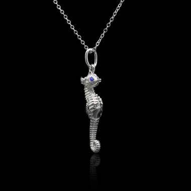 Seahorse Blue Sapphire Pendant