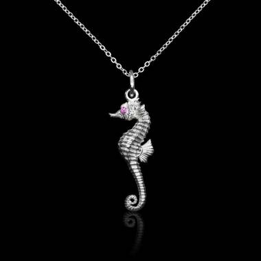 Seahorse Pink Sapphire Pendant