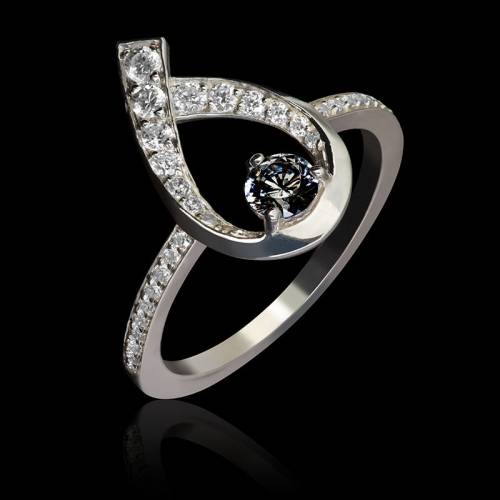 Bague diamant noir Flamme