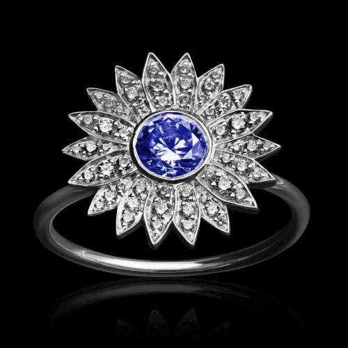 Bague saphir bleu Marguerite