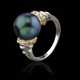 Bague perle Tahiti noire Hina