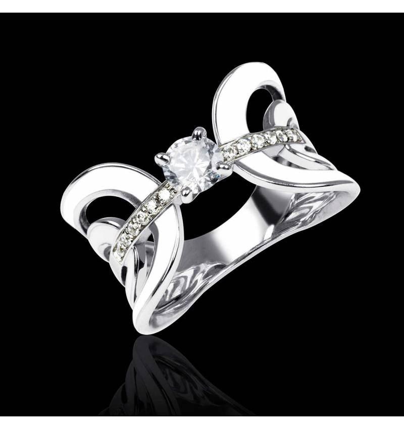 Diamond Engagement Ring White Gold Laque Corset