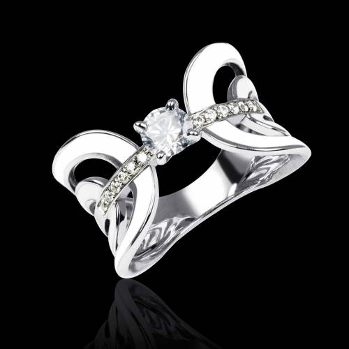 Diamond Engagement Ring White Gold Laque Corset