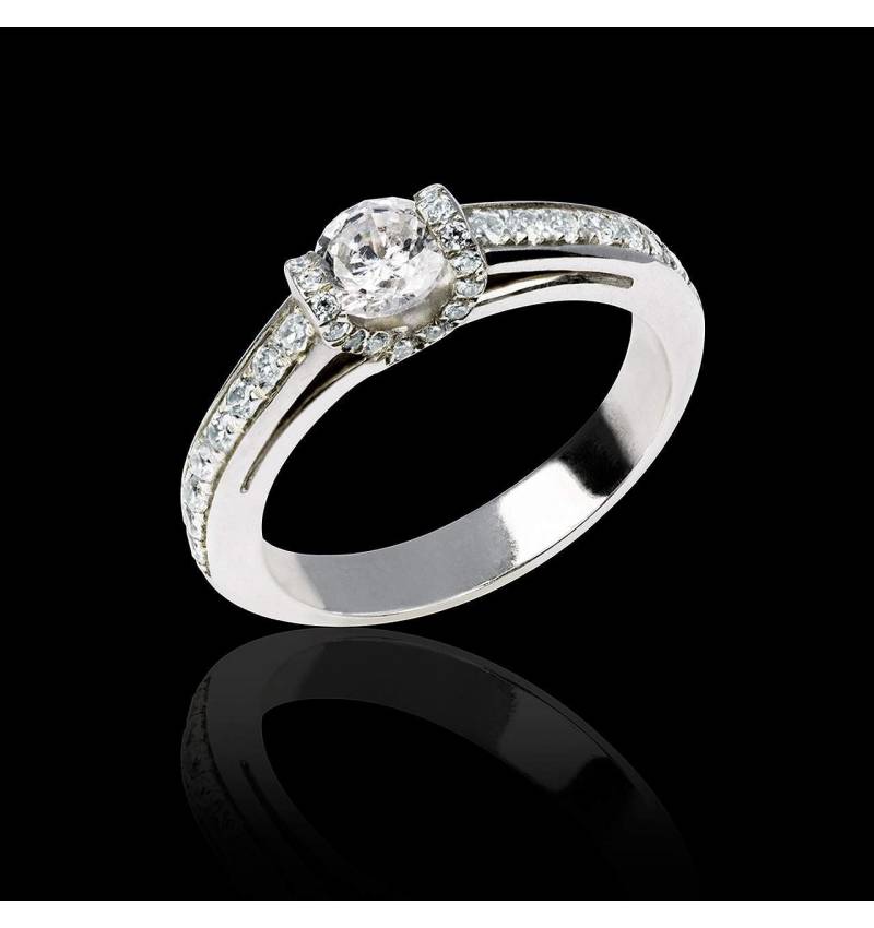 Diamond engagement ring diamond paving white gold Hera