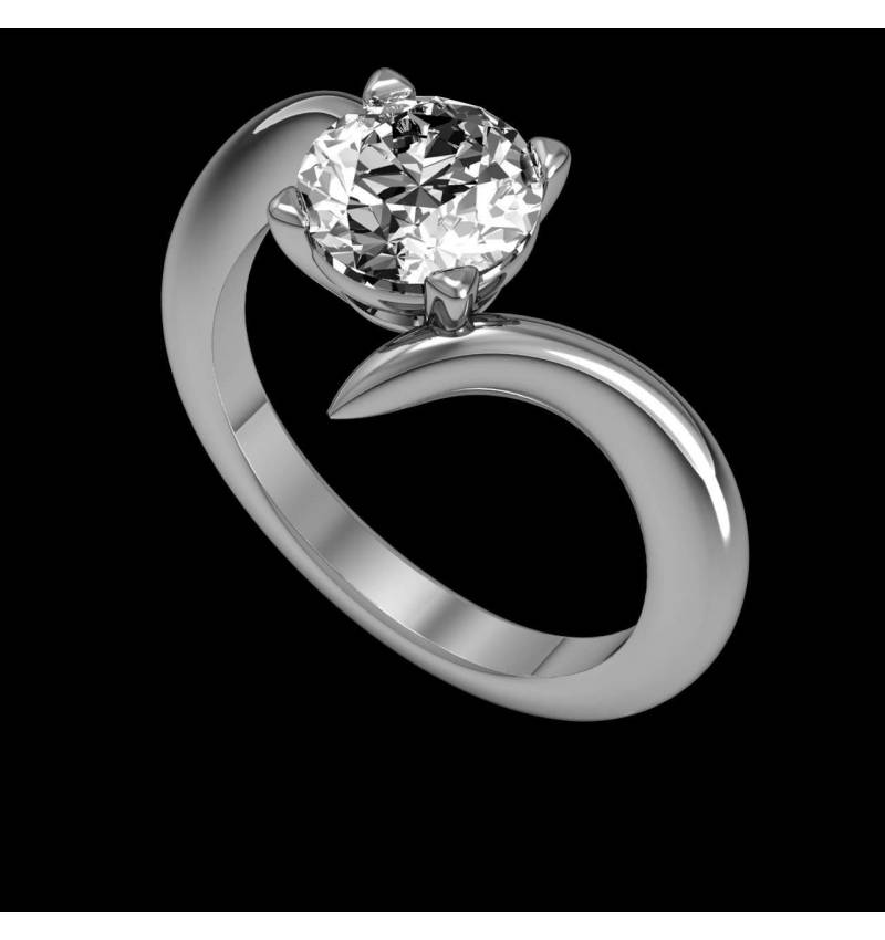 Diamond Engagement Ring White Gold Serpentine