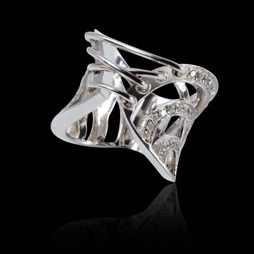Engagement Ring Diamond Paving White Gold Guêpière