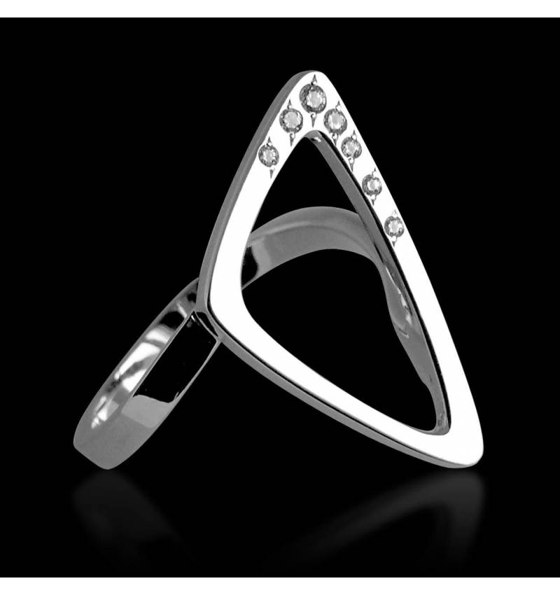 Engagement Ring Diamond Paving White Gold Triangle